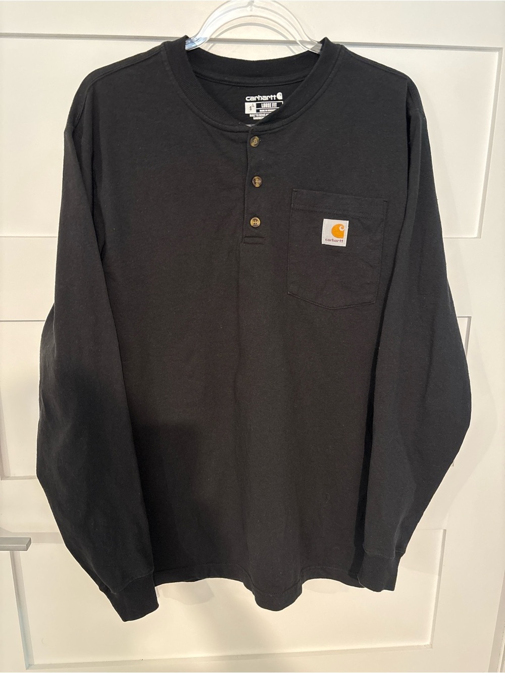 Carhartt Men’s Loose Fit Black Long-Sleeve Henley Shirt